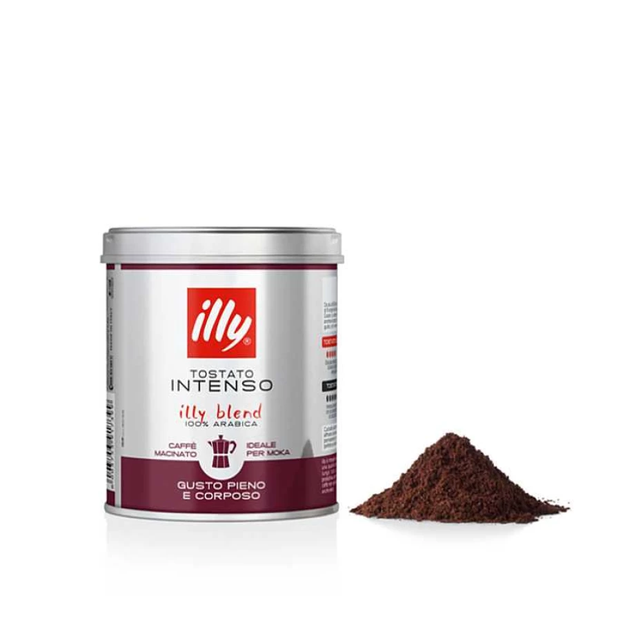 "Illy Intense Roast Moka Ground Coffee - Rich & Aromatic Blend for Espresso"