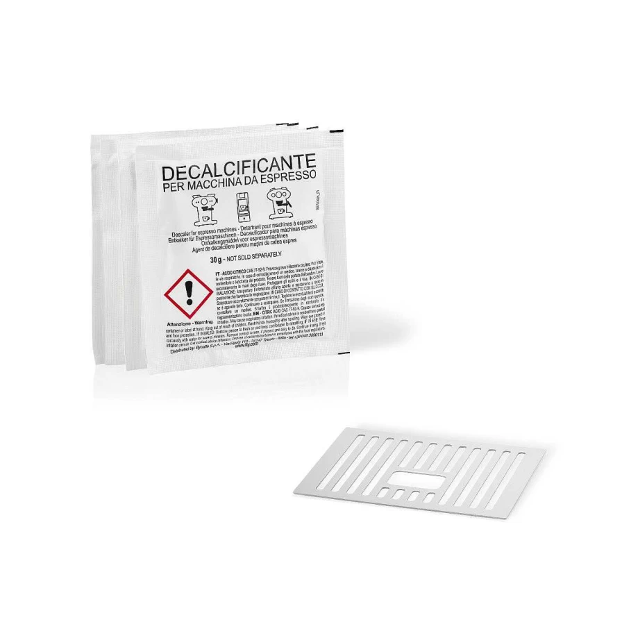 illy Y3 Iperespresso Stainless Steel Cup Rest Grid & 4-Pack Coffee Machine Descaler Kit