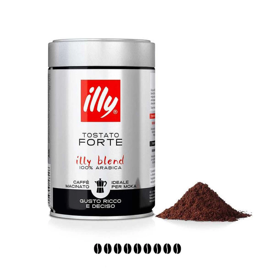 "Illy Strong Roasted Mocha Ground Coffee - Rich & Bold Flavored Arabica Beans"