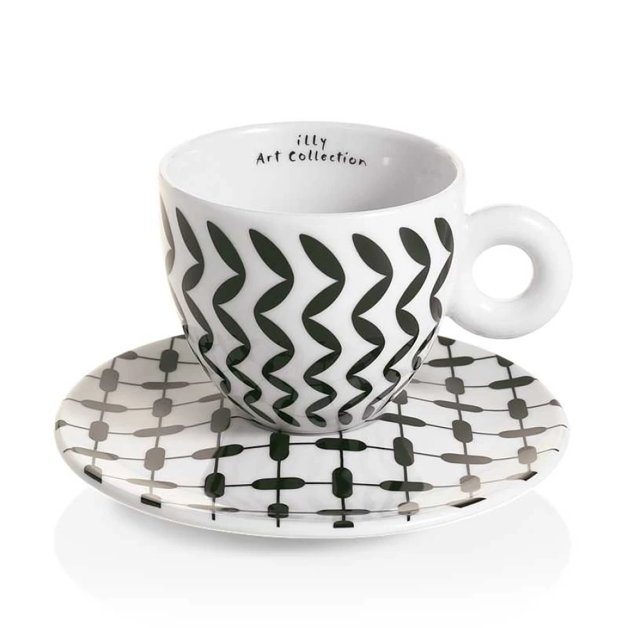 "Illy Art Collection Mona Hatoum - Set of 2 Cappuccino Cups, Designer Coffee Mugs"