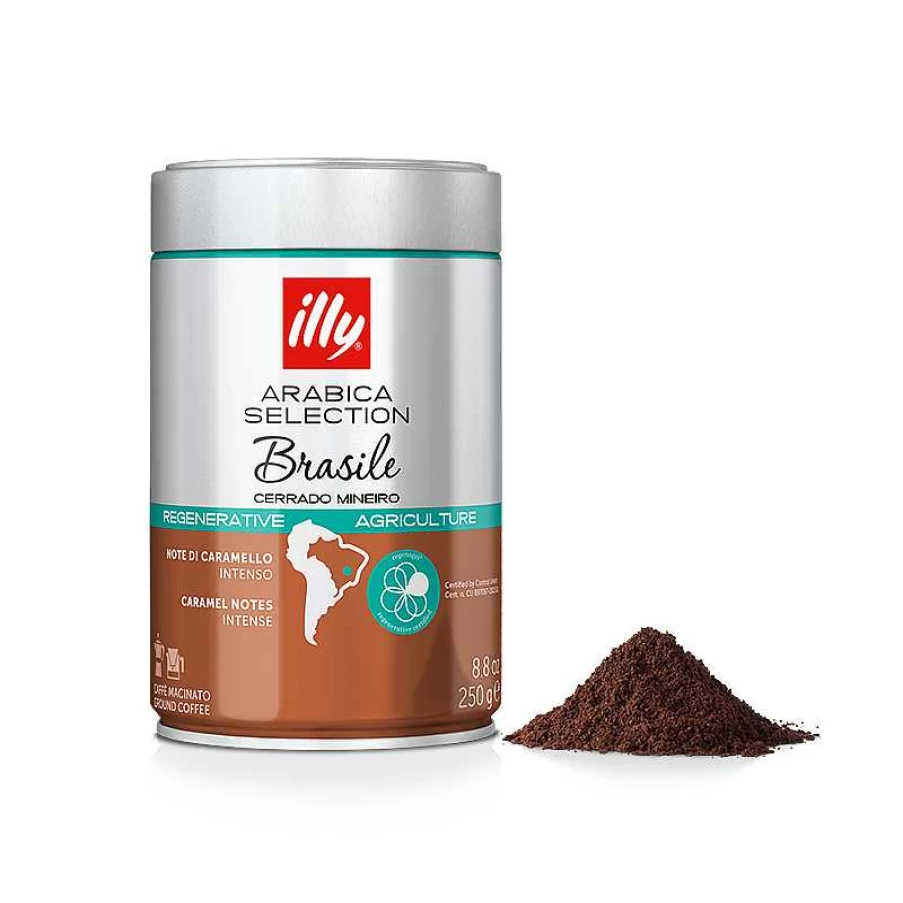 illy Arabica Ground Coffee - Brazil Cerrado Mineiro, 250g, Premium Quality, Rich Flavor