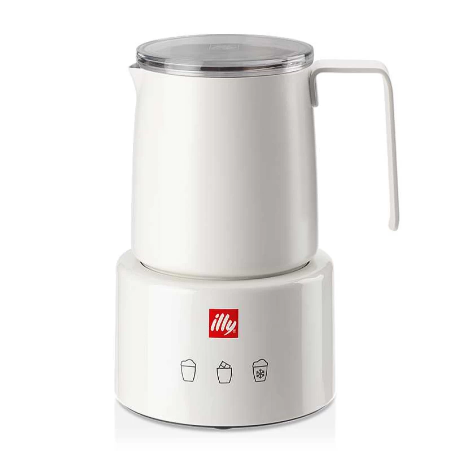 "Illy Electric Milk Frother - White, Automatic Foam Maker for Coffee & Lattes"