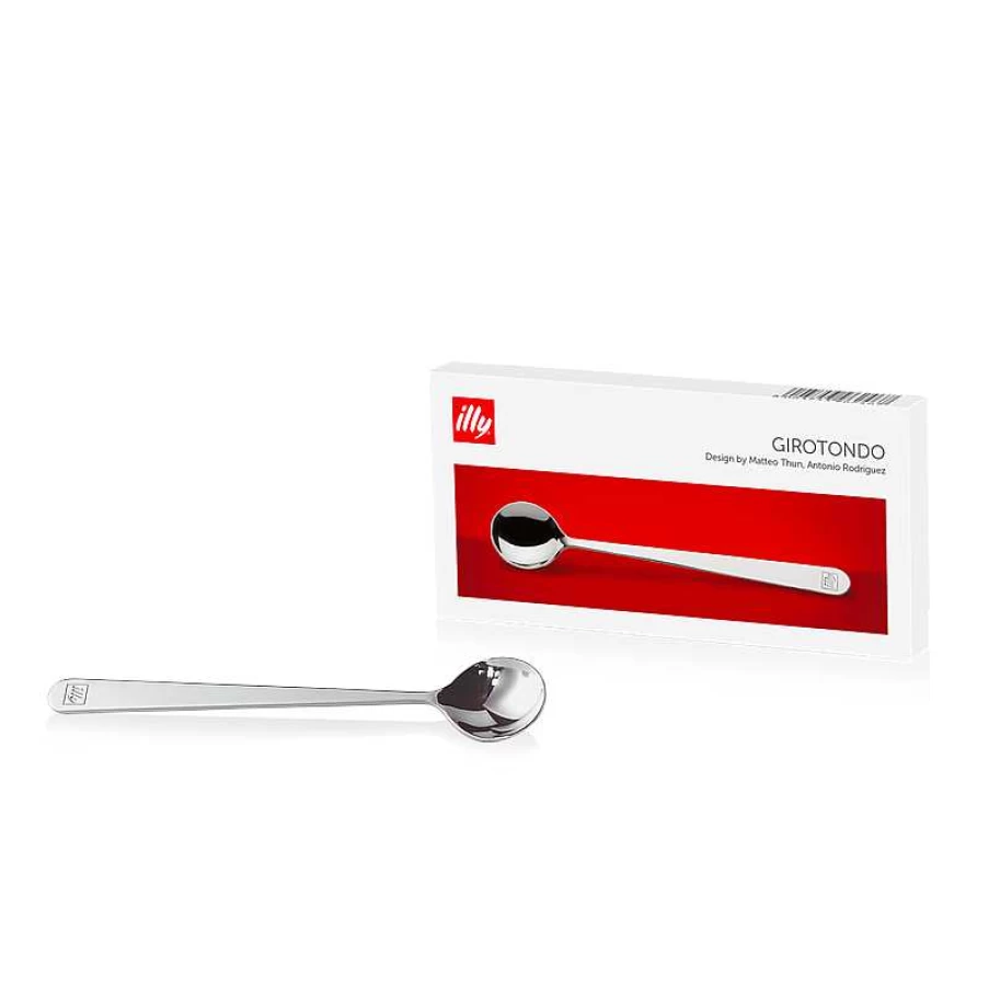 "Illy Girotondo Spoons - Set of 6 Stainless Steel Spoons, 160mm (6.3 Inches), Elegant Coffee Spoons for Espresso and Desserts"