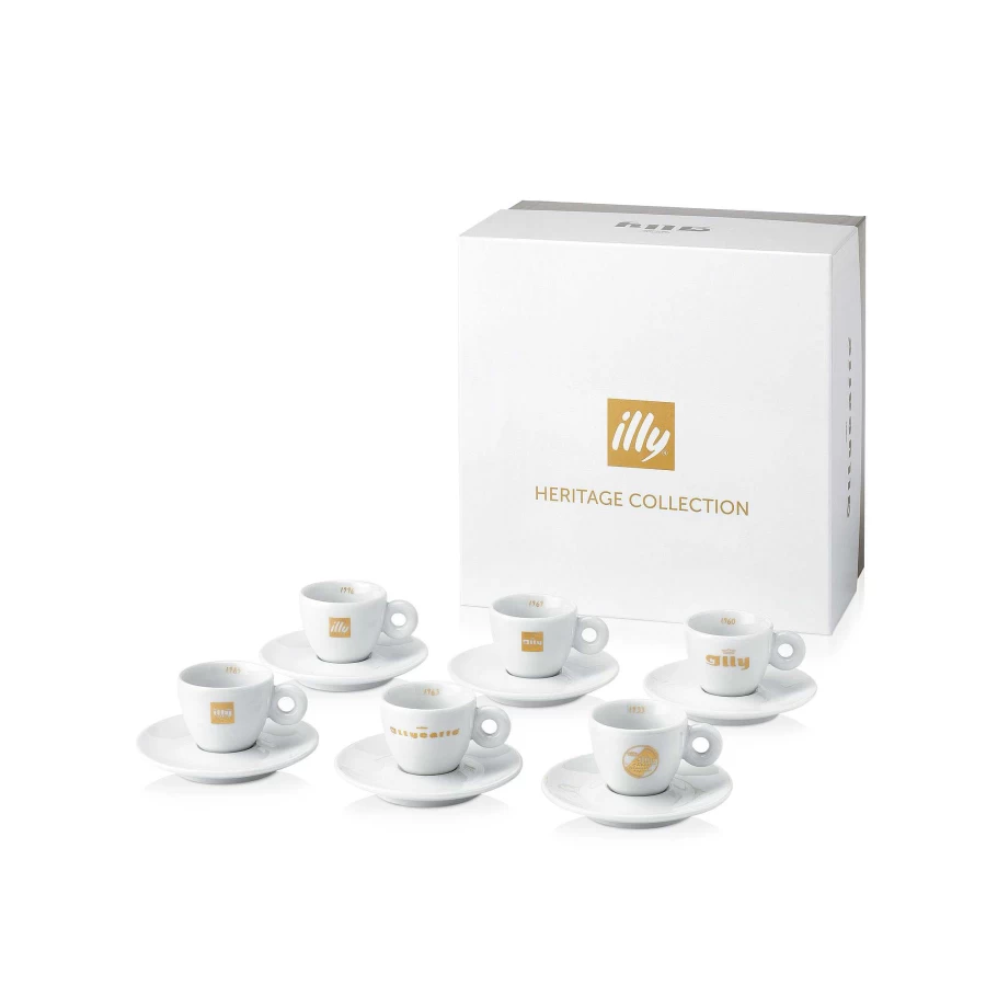 "Illy Heritage Collection - Set of 6 Premium Espresso Cups for Authentic Italian Coffee Experience"