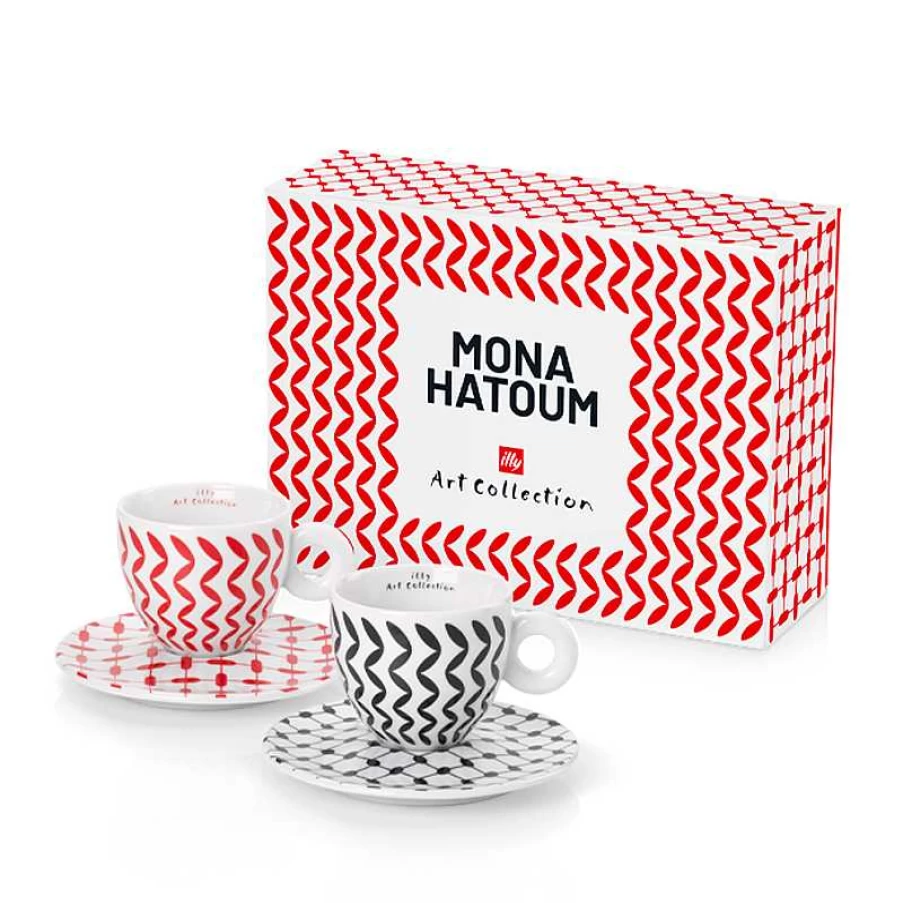 "Illy Art Collection Mona Hatoum - Set of 2 Cappuccino Cups, Designer Coffee Mugs"