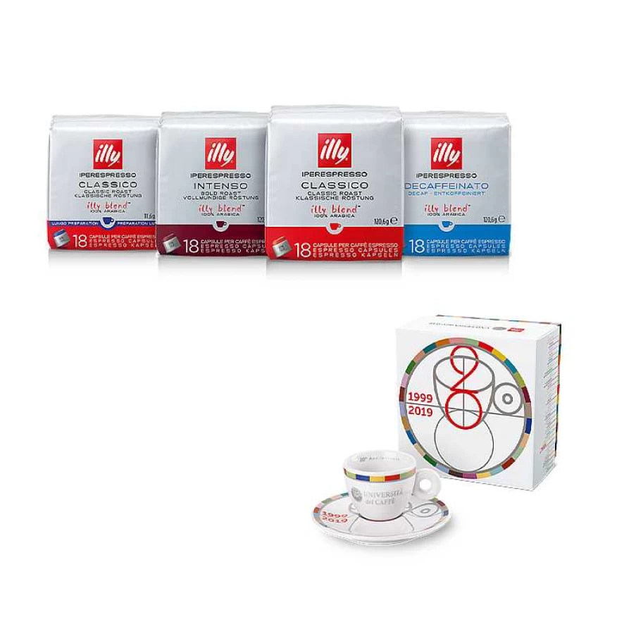 "Illy Coffee Tasting Kit - 4 Packs of Iperespresso Capsules with Cup for 20th Anniversary of University of Coffee"