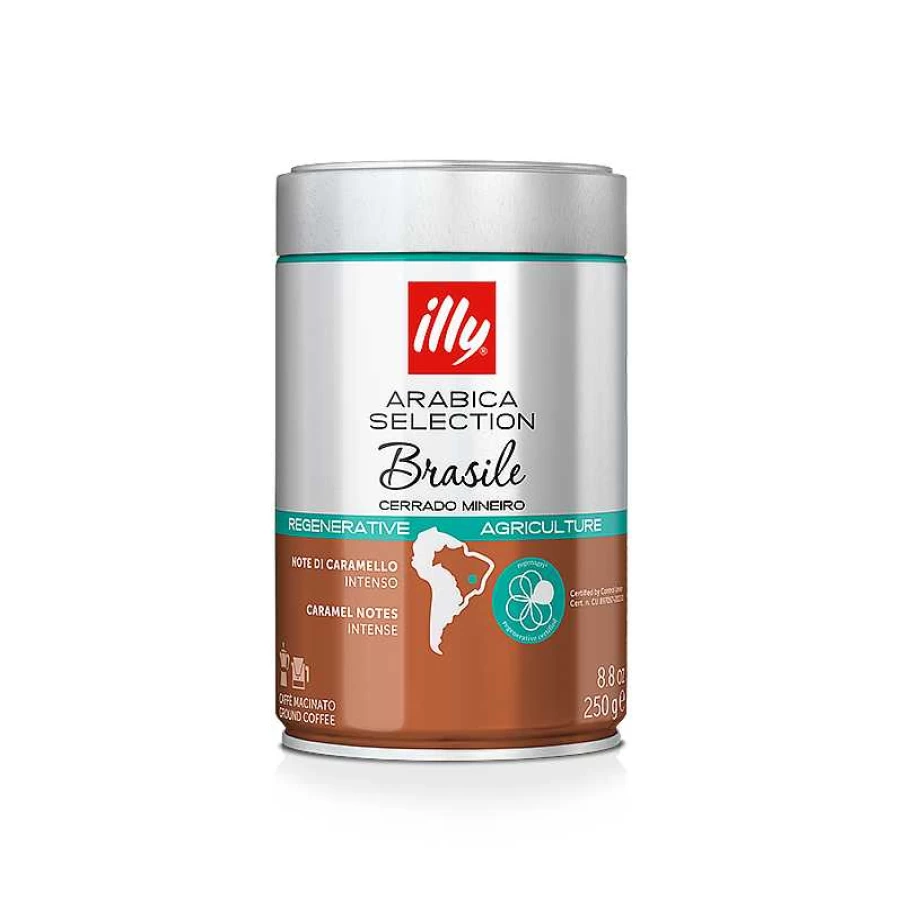 illy Arabica Ground Coffee - Brazil Cerrado Mineiro, 250g, Premium Quality, Rich Flavor