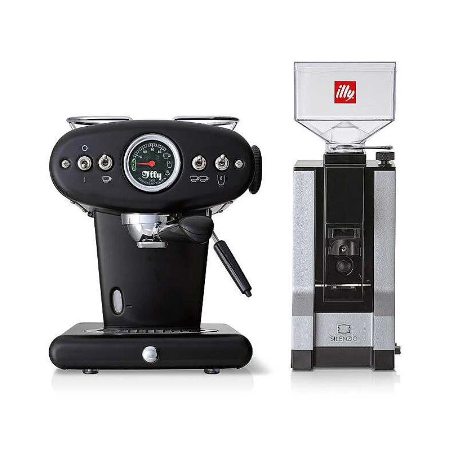 illy X1 Anniversary ESE Pod & Ground Coffee Machine Bundle with Built-in Grinder - Premium Home Espresso Maker